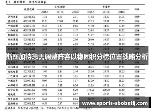 斯图加特急需调整阵容以稳固积分榜位置战略分析